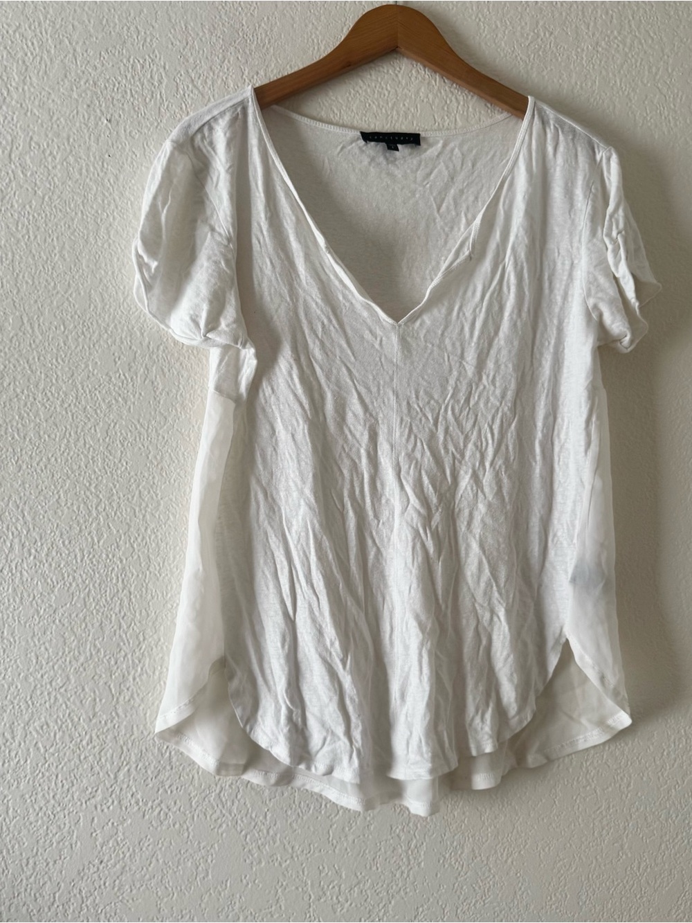 Sanctuary V Neck  Linen With Contrast  Short Sleeve Shirt